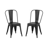 ZUN 2pc Modern Matte Black Finish Metal Dining Room Kitchen Bar Chairs Contemporary Aesthetic 18-inch B011P238552