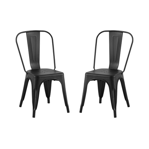 ZUN 2pc Modern Matte Black Finish Metal Dining Room Kitchen Bar Chairs Contemporary Aesthetic 18-inch B011P238552