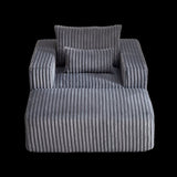 62.5-Inch Corduroy Sponge Sofa Lounge Chair with Removable footrest,No Assembly Required,Fluffy W834P206049