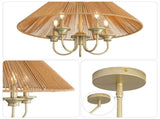 15cm Down Rod Pendant, Beige Paper Rope Lampshade with Iron, 12cm Canopy, Boho Hanging Ceiling W934P512279