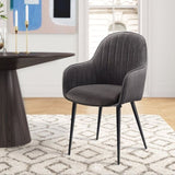 Dark Grey and Black Tufted Back Dining Chairs B062P182736