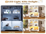 3-Tier Cat Litter Box Enclosure with Storage Cabinet, Hidden Cat Washroom Furniture with Fluted N704P490436K