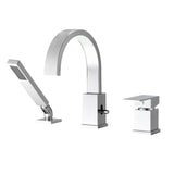 Waterfall Bathtub Faucet with Sprayer, 3-Hole Roman Filler with Hand Shower Deck Mount Waterfall W1224P206114