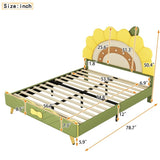 ZUN Full Size Upholstered Platform Bed with Sunflower Shaped Headboard, Green WF321480AAL