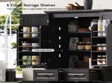 71" Tall Kitchen Pantry Cabinet with 3 Pull Out Cabinet Organizers, Farmhouse Embossed Texture 50024096