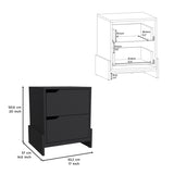 Nightstand with 2-Drawers, End Table with Sturdy Base, Black B097120606