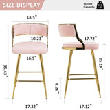 (SET of 2) 26'' Counter height bar stools Corduroy kitchen island counter bar stool with back,golden W2215P290561