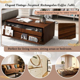 U-Can Modern Rectangle Coffee Table 4 Drawers and 2 Display Shelves, 47.2" Wood Coffee Table N724P286421D