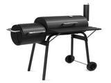 Barrel Charcoal Grill with Offset Smoker, All Metal Smoker with Side Table and Wheels for 04093405