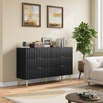 ZUN Black Modern 6 Drawers for Living Room for Hallway with Gold Handles Bedroom Chest of Drawers 07801475