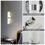 Resin Imitation Marble and Chrome Wall Sconce, Set of 2,Modern Vertical Light Fixture for Bathrooms, W1340P189552