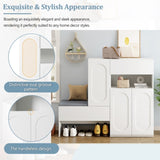 ON-TREND Elegant 2-in-1 Shoe Cabinets with Soft Cushion, Modern Storage Bench with Arched Doors & N721P245716K