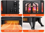Electric Infrared Quartz Fireplace Stove Heater with 3D Flame Effect, Black 47587252