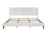 King Size Bed Frame with 55.5"High Back Upholstered Headboard,Boucle Fabric,12 Slat W1716P335678