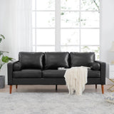 ZUN Small Sofa Couch 76.97 in . Black 3 Seat Comfy Couches for Living Room, Mid Century Modern Couch W68058491