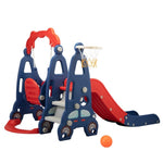 ZUN 3 In 1 Slide and Swing Set with Basketball Hoop for 1-8 Years Old Children Indoor and Outdoor, Red & W2181139445