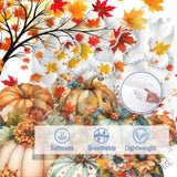 3PCS Colorful Oil Painting Pumpkin Pattern Quilt Set King Size for All Seasons Flower Fall Leaves 46542620