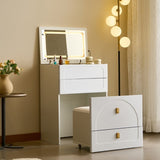 3 in 1 Vanity Desk, Flip Top Vanity Set with Mirror and 3 Drawer, Small Makeup Vanity Table with T3685P338704