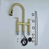 ZUN Pull Down Double Handle Kitchen Faucet 06296080