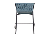 Contemporary Counter Stool in Black Metal, Green Faux Leather, and Sea Green Fabric - Set of 2 B202P221683
