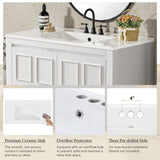 36 " Bathroom Vanity Organizer with Ceramic Sink, Set Bathroom Storage Cabinet,Antique White N729P255666K