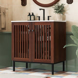 30" Vintage Bathroom Vanity with Ceramic Sink, Modern Bathroom Vanity Cabinet with 2 Soft-Close N817P245324B