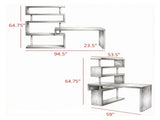Black 94" 5-Tier L-Shaped Computer Desk with Rotating Writing Table Corner Desk with Display Shelves 80659477