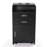 Salon Styling Station with 2 Drawers, 2 Hair Dryer Holders and 1 Cabinet, Black W2181P155877
