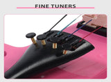 Full Size 4/4 Bunnel Edge Electric Silent Violin with Case Bow Rosin Headphone Connecting Line Pink 01411358