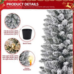 ZUN Set of 3 Pre-lit Xmas Trees with Pot Stands, 3/4/5 FT Snow Flocked Artificial Christmas Trees with 53610875