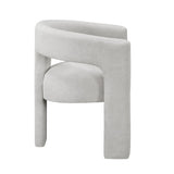 Modern Luxury Dining Furniture Elegant Side Chairs Set of 2 Light Gray Soft Boucle Fabric Plush B011P355864