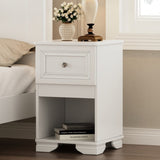 Elegant Design Nightstand with Drawer and Open Shelf for Bedroom, Retro Style Bedside Table with N733P199704K