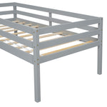 ZUN Twin Low Loft Bed with Slide, Ladder, Safety Guardrails, No Box Spring Needed,Grey W504P145268