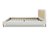 Haley Upholstered Cane-Back Platform Bed, Queen, Antique White Polyester B2719P238201