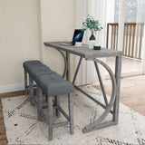 Bar Table Set with Power Outlet, Bar Table and Chairs Set, 4 Piece Dining Table Set, Industrial W1781P145876