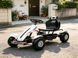 White Kids Pedal Go Kart Adjustable Seat, Rubber Wheels for Park Outdoor Ride 03069760