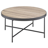 Weathered Grey Oak and Black Coffee Table B062P181353