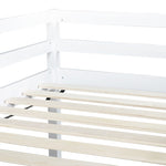 ZUN Twin Low Loft Bed with Slide, Ladder, Safety Guardrails, Rubber Wood Twin Loft Bed,White W504P218525