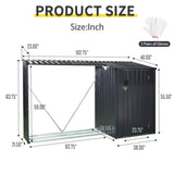 Outdoor Steel Firewood Rack and Metal Storage Shed,Two-In-One,Black updated version W540P309825