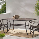 ZUN Outdoor Rectangular Cast Aluminum Dining Table, Shiny Copper 64857.00