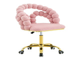 Pink Velvet Bubble Vanity Chair with Gold Base, 360&deg Swivel Height Adjustable Ergonomic Accent W3875P446136
