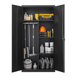 ZUN Metal Wardrobe Cabinet with Hanging Rod and Lock,black Armoire Wardrobe Closet,Clothing Locker W1247P221096