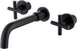 Double Handle Wall Mount Bathroom Faucet Matte Black W122453406