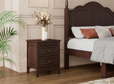 2-Drawer Nightstand for Bedroom, Mid Century Retro Bedside Table with Classic Design,Dark Walnut 59751432