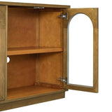 TREXM 4-Door Large Storage Buffet Cabinet with Glass Doors, Arched Cabinet with Adjustable Shelves N715P247544D