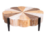 Rustic Manufactured Wood Flower - Shaped Coffee Table with Metal Legs, 31.7" Diameter Vintage W2729P353716
