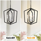 4-Light Farmhouse Kitchen Chandeliers, Matte Black and Sliver Vintage Rustic Cage Light Fixture W1592P209924