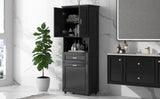Tall Bathroom Cabinet with Laundry Basket, Large Space Tilt-Out Laundry Hamper and Upper WF323481AAB