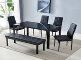 Simple Assembled Tempered Glass & Iron Dinner Table Black 00522385