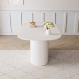 63 " MDF New Cream Style Dining Table and Regular Edge Table, 4-8 Person Dining Table, Vertical 28742696